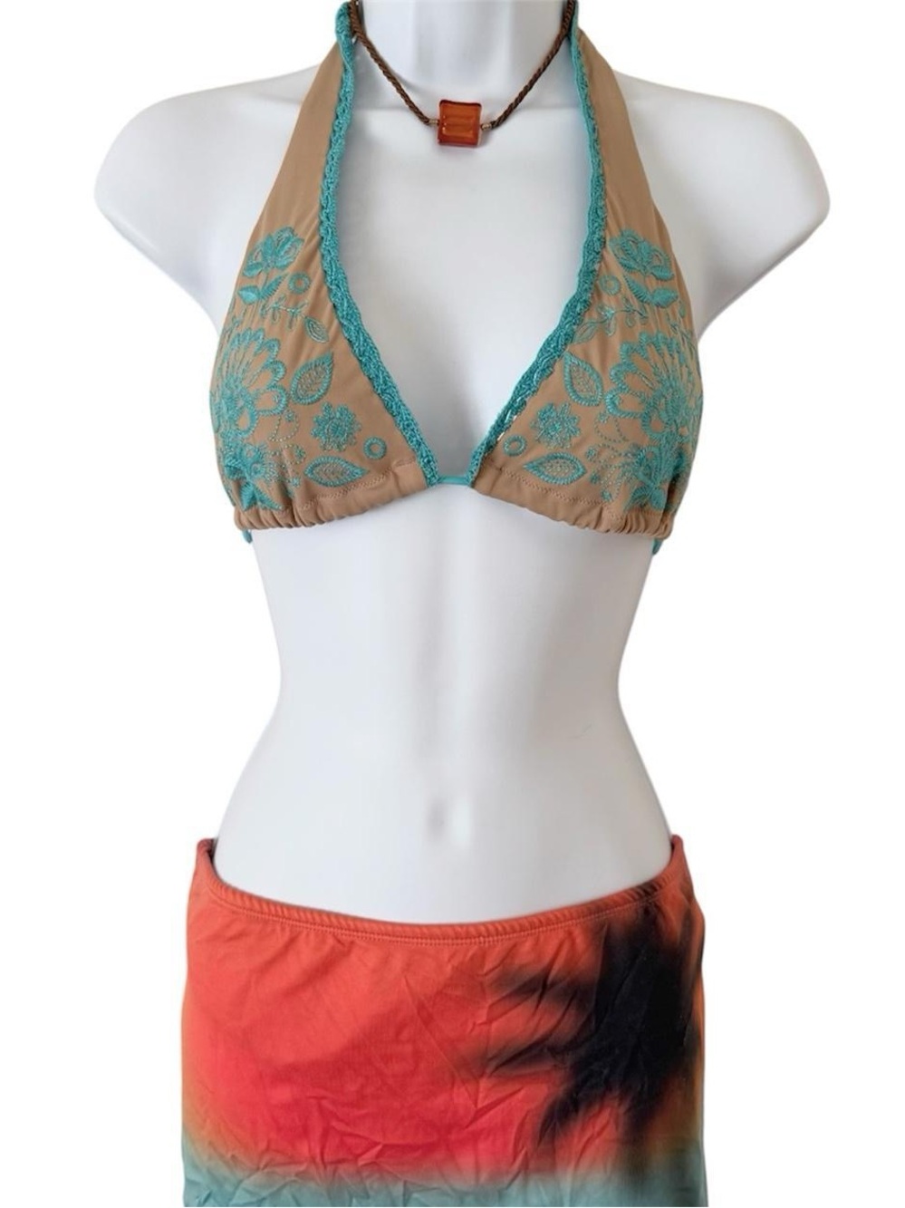 Y2K VS Crochet Embroidered Bikini Top